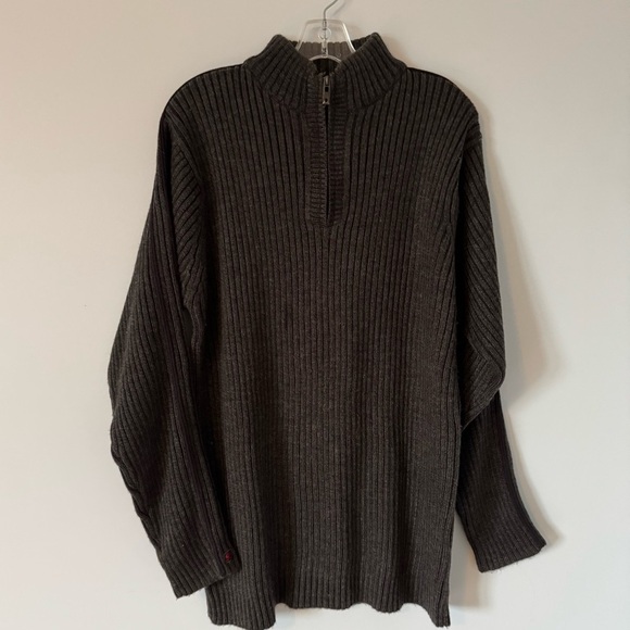 Point Zero Men’s Ribbed Knit Half-Zip Sweater XL Dark Grey - Picture 1 of 9